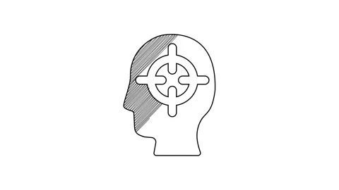 Black line Finding a problem in psychology icon isolated on white background. 4K Stock Footage 201463613