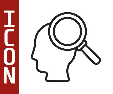 Black line Finding a problem in psychology icon isolated on white background Stock Illustration