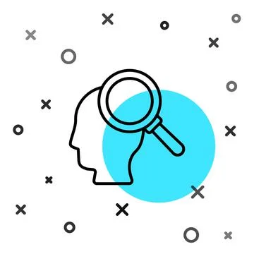 Black line Finding a problem in psychology icon isolated on white background Stock Illustration