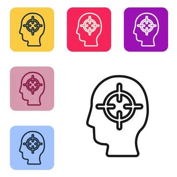 Black line Finding a problem in psychology icon isolated on white background Stock Illustration