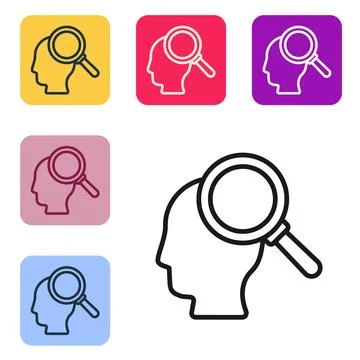 Black line Finding a problem in psychology icon isolated on white backgroun.. Illustrazione stock