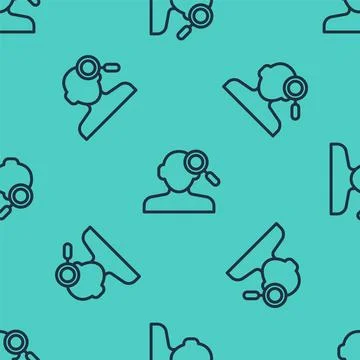 Black line Finding a problem in psychology icon isolated seamless pattern o.. Illustrazione stock