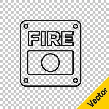 Black line Fire alarm system icon isolated on transparent background. Pull da 스톡 일러스트