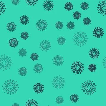 Black line Firework icon isolated seamless pattern on green background. Concept Stock Illustration