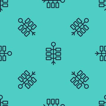 Black line Firework icon isolated seamless pattern on green background. Concept 库存插图