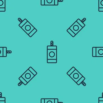 Black line Firework icon isolated seamless pattern on green background. Concept Stockillustratie