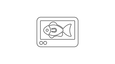 Black line Fish finder echo sounder icon isolated on white background Stock Footage 167514095