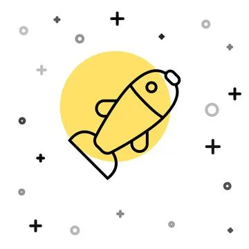 Black line Fish icon isolated on white background. Random dynamic shapes. Vector Illustrazione stock