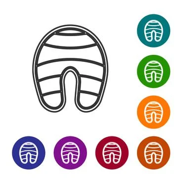 Black line Fish steak icon isolated on white background. Set icons in color.. Stock Illustration