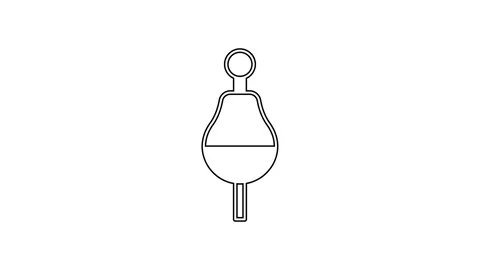 Black line Fishing float icon isolated on white background. Fishing tackle. 4K Stock Footage 167514270