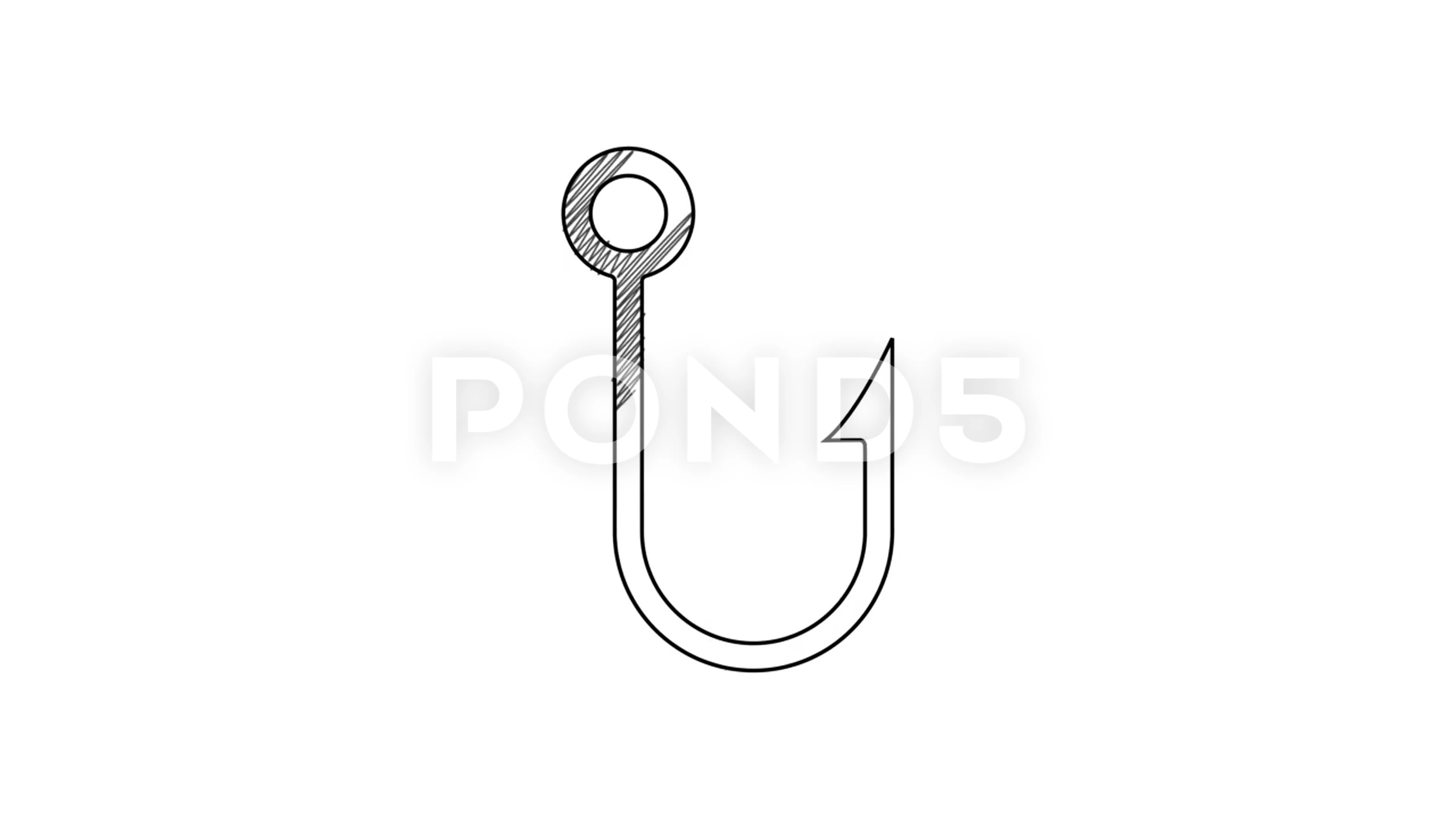 Black line Fishing hook icon isolated on, Stock Video