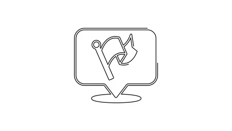 Black line Flag icon isolated on white background. Victory, winning and conquer Stock Footage 155140347