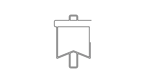 Black line Flag icon isolated on white background. Victory, winning and conquer Stock Footage 155140811