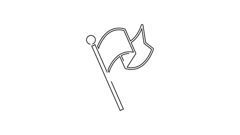 Black line Flag icon isolated on white background. Victory, winning and conquer Stock Footage 155141195