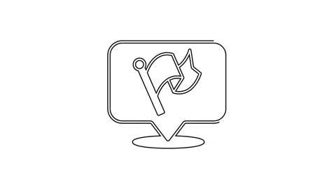 Black line Flag icon isolated on white background. Victory, winning and conquer Stock Footage 160289621