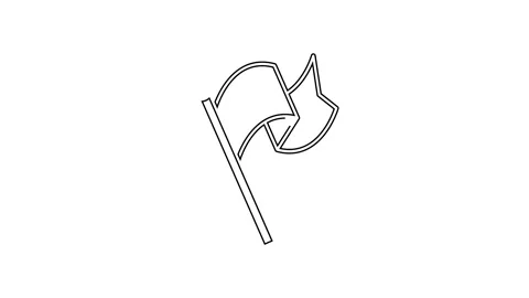 Black line Flag icon isolated on white background. Victory, winning and conquer Stock Footage 160289850