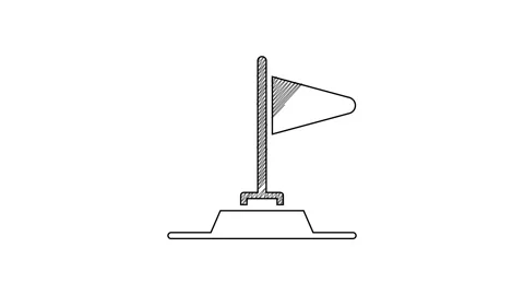 Black line Flag icon isolated on white background. Victory, winning and conquer Stock Footage 201589891