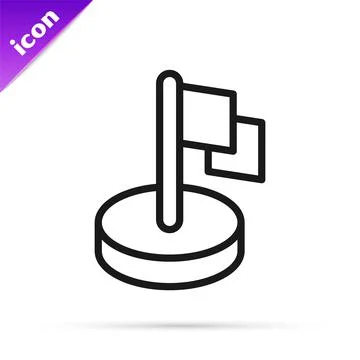 Black line Flag icon isolated on white background. Victory, winning and conquer Stock Illustration