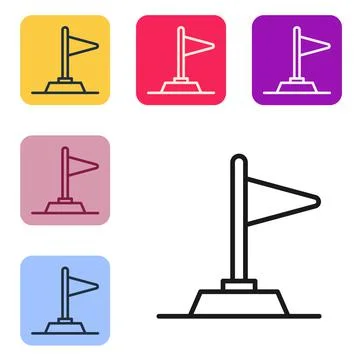 Black line Flag icon isolated on white background. Victory, winning and conquer Stock Illustration
