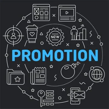 Black Line Flat Circle illustration promotion Stock Illustration
