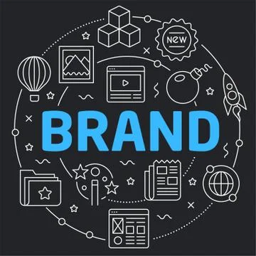 Black Line Flat Circle illustration brand Stock Illustration