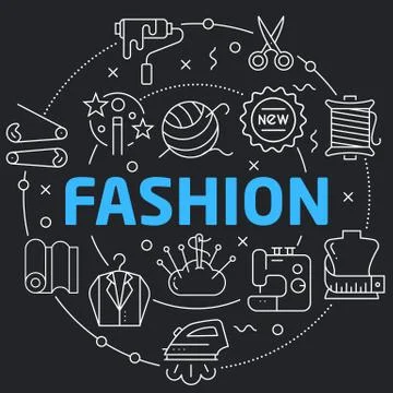 Black Line Flat Circle illustration fashion Stock Illustration