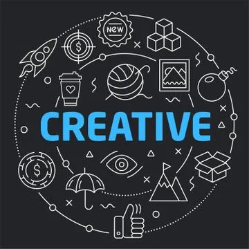 Black Line Flat Circle illustration creative Stock Illustration