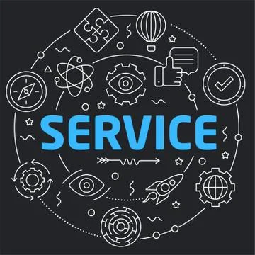 Black Line Flat Circle illustration service Stock Illustration