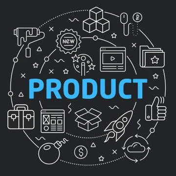 Black Line Flat Circle illustration product Stock Illustration