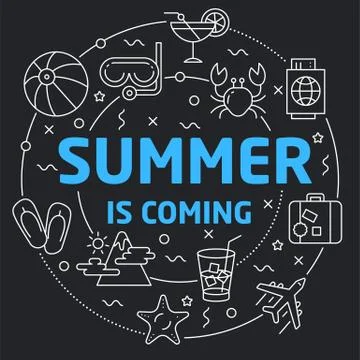 Black Line Flat Circle illustration summer Stock Illustration