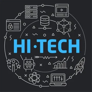 Black Line Flat Circle illustration hitech Stock Illustration