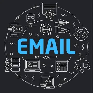 Black Line Flat Circle illustration mail Stock Illustration