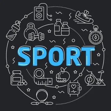 Black Line Flat Circle illustration sport Stock Illustration
