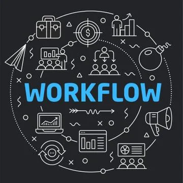 Black Line Flat Circle illustration workflow Stock Illustration