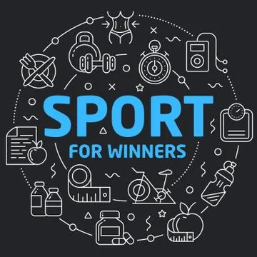 Black Line Flat Circle illustration sport for winners Stock Illustration