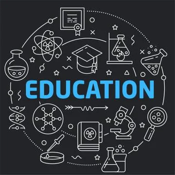 Black Line Flat Circle illustration education Stock Illustration
