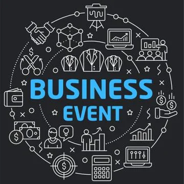 Black Line Flat Circle illustration business event Stock Illustration