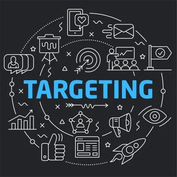 Black Line Flat Circle illustration targeting Illustrazione stock