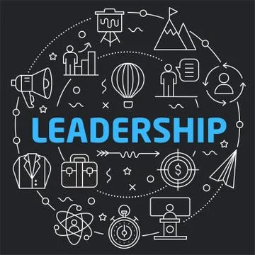 Black Line Flat Circle illustration leadership Illustrazione stock
