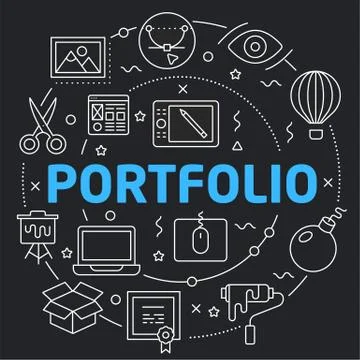 Black Line Flat Circle illustration portfolio Stock-Illustration
