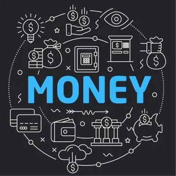 Black Line Flat Circle illustration money Stock Illustration