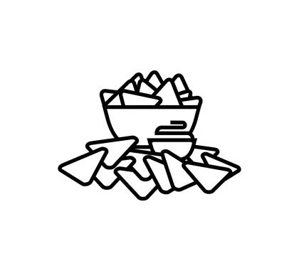Black line flat nacho icon vector image Stock Illustration