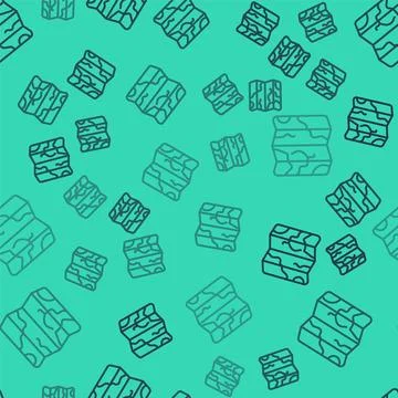 Black line Folded map icon isolated seamless pattern on green background.  .. Stock Illustration