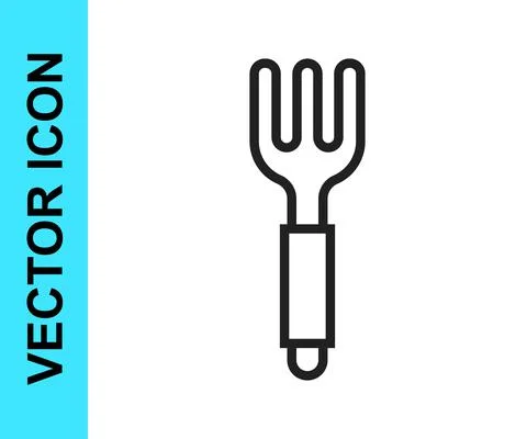 Black line Fork icon isolated on white background. Cutlery symbol. Vector Illustrazione stock
