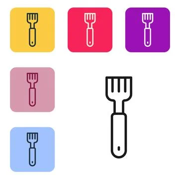 Black line Fork icon isolated on white background. Cutlery symbol. Set icons in Illustrazione stock