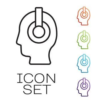 Black line Freelancer icon isolated on white background. Freelancer man working Illustrazione stock