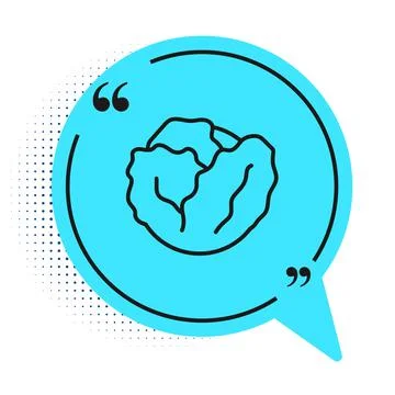 Black line Fresh cabbage vegetable icon isolated on white background. Blue Ilustración de archivo