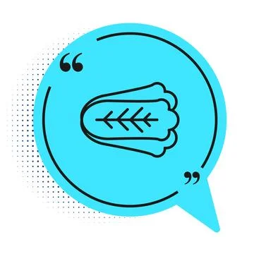 Black line Fresh cabbage vegetable icon isolated on white background. Blue .. Ilustración de archivo