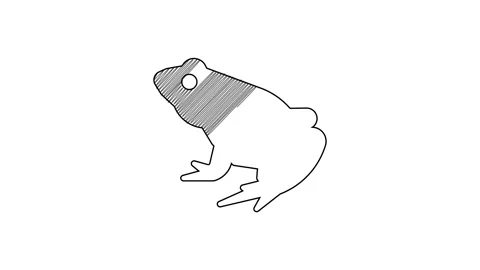 Black line Frog icon isolated on white background. Animal symbol. 4K Video Stock Footage 201463116