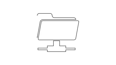 Black line FTP folder icon isolated on white background. Software update Stock Footage 160221177